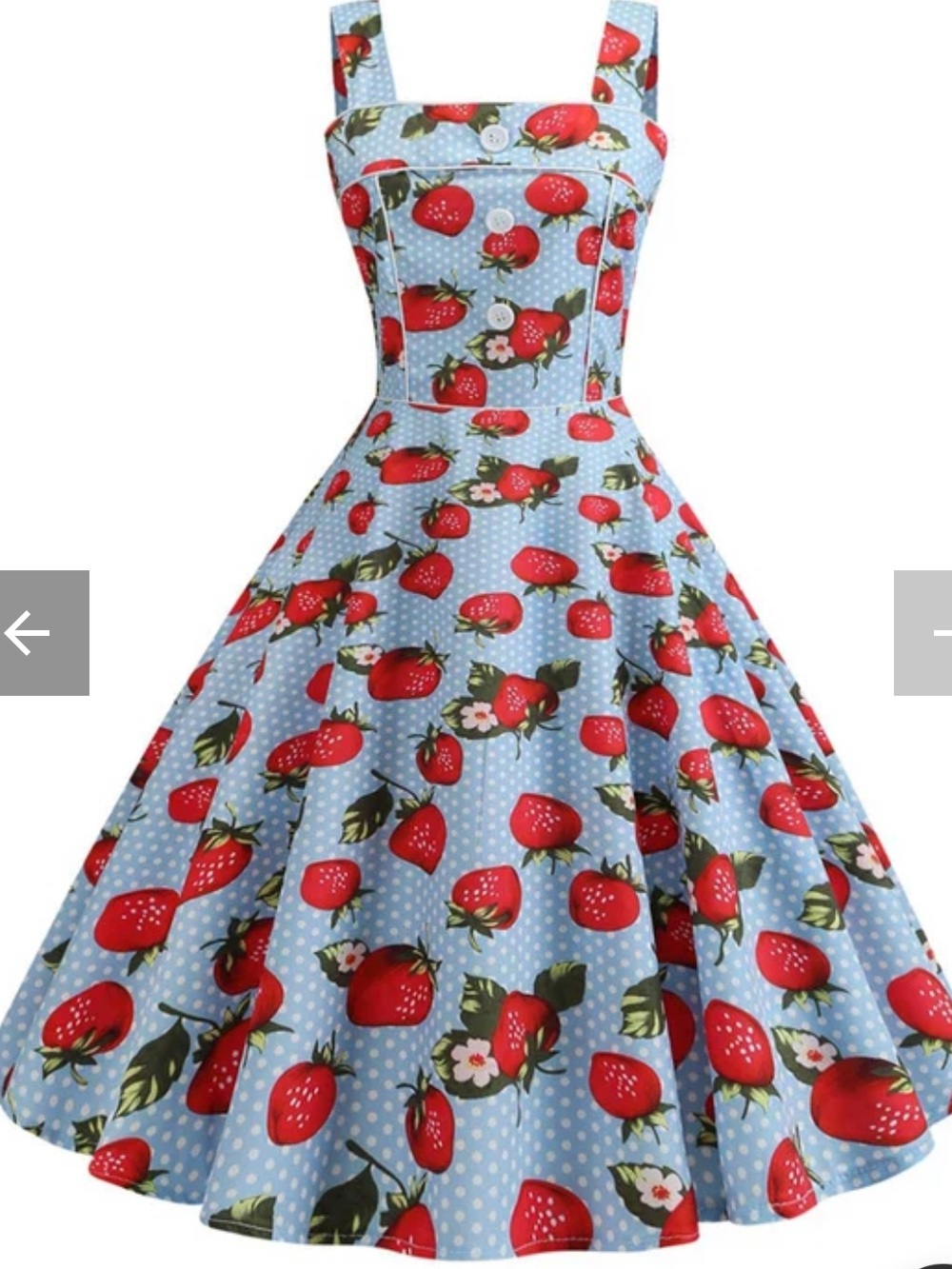 1950S STRAP STRAWBERRY POLKA DOTS SLEEVELESS DRESS